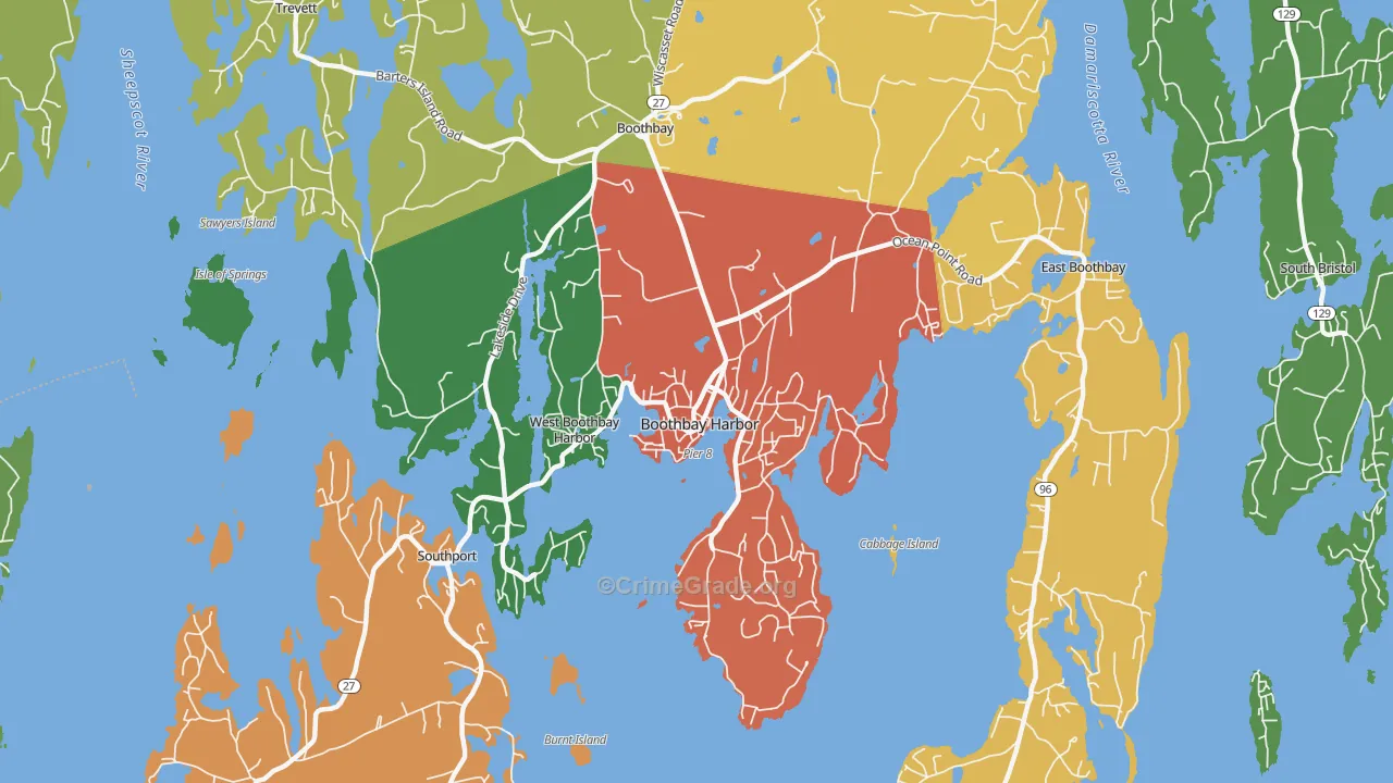 Boothbay Harbor, ME Map of Drug-Related Crime Rates