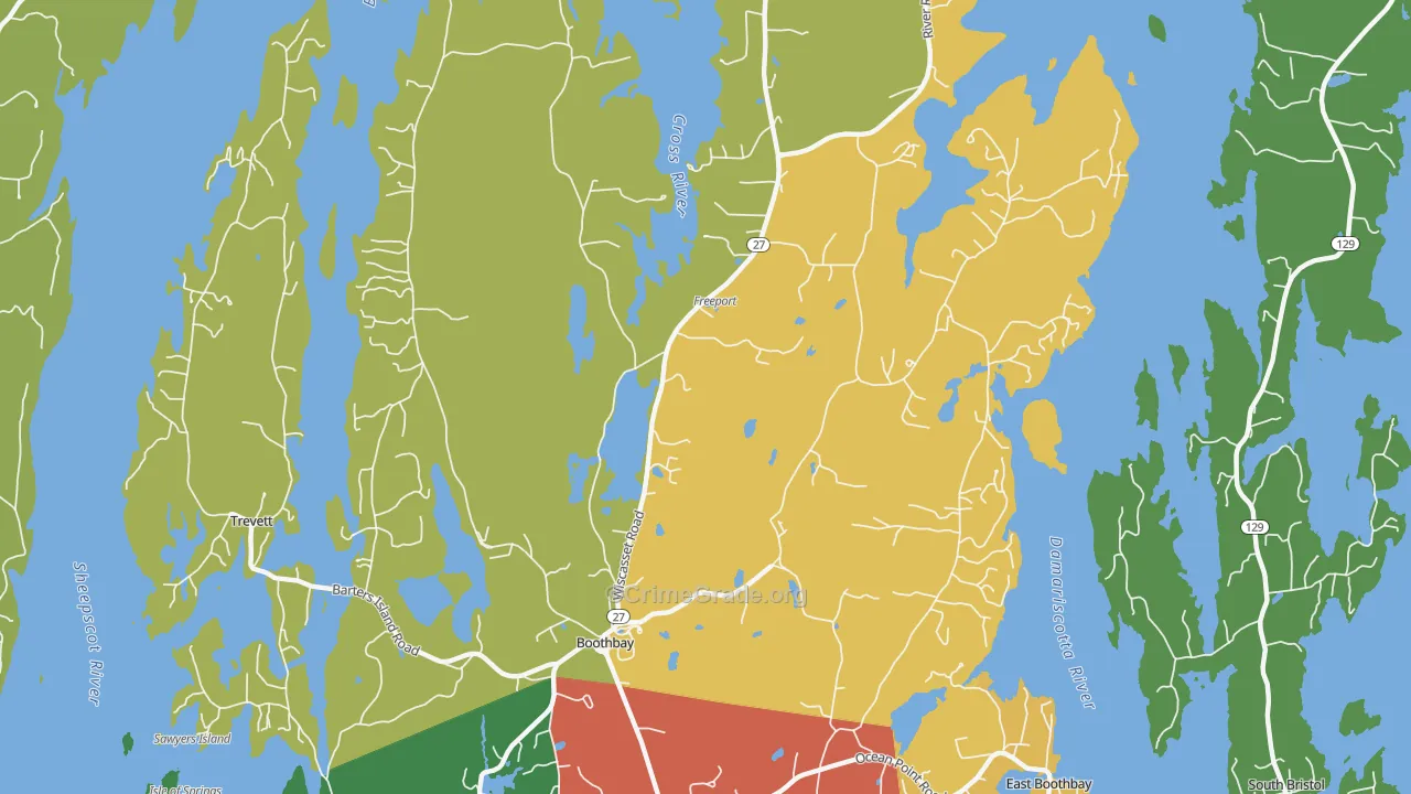 Boothbay, ME Map of Drug-Related Crime Rates