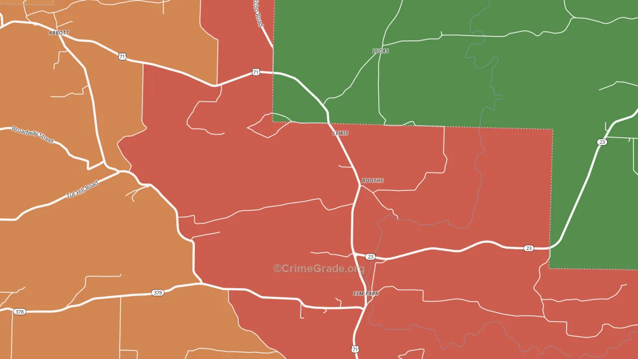 Boothe, AR Map of Drug-Related Crime Rates