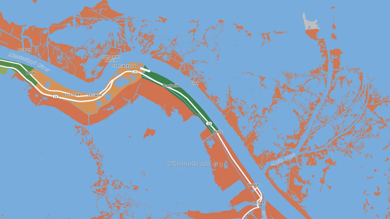 Boothville, LA Map of Drug-Related Crime Rates
