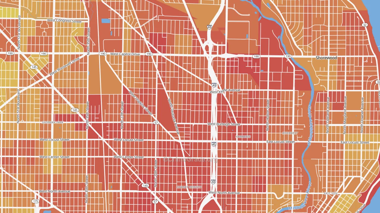 Borchert Field, Milwaukee, WI Map of Drug-Related Crime Rates