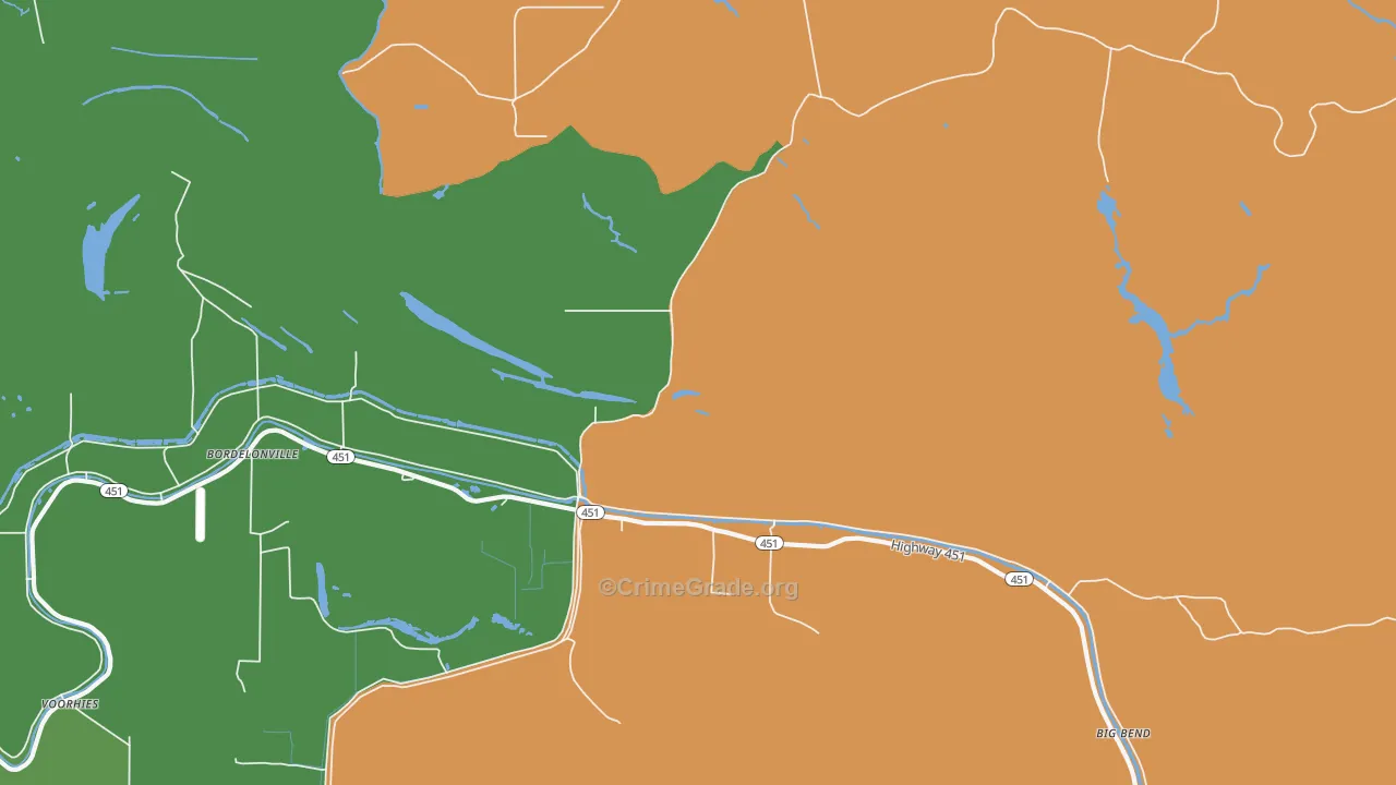 Bordelonville, LA Map of Drug-Related Crime Rates