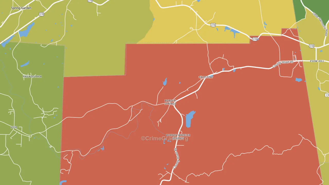 Borden Wheeler Springs, AL Map of Drug-Related Crime Rates