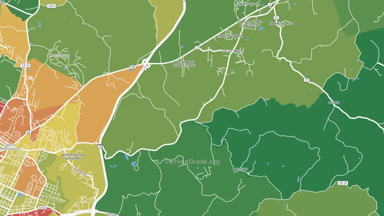 Boreman, WV Map of Drug-Related Crime Rates