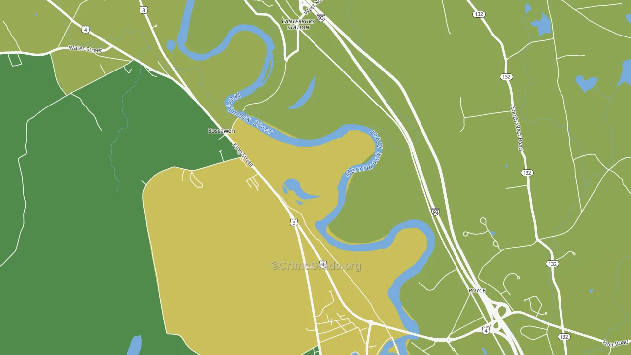 Boscawen, NH Map of Drug-Related Crime Rates