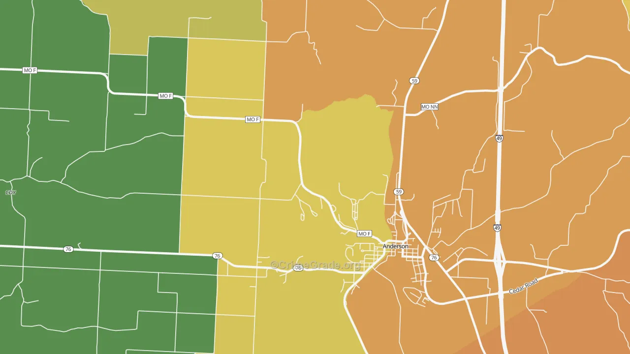 Bosky Dell, MO Map of Drug-Related Crime Rates