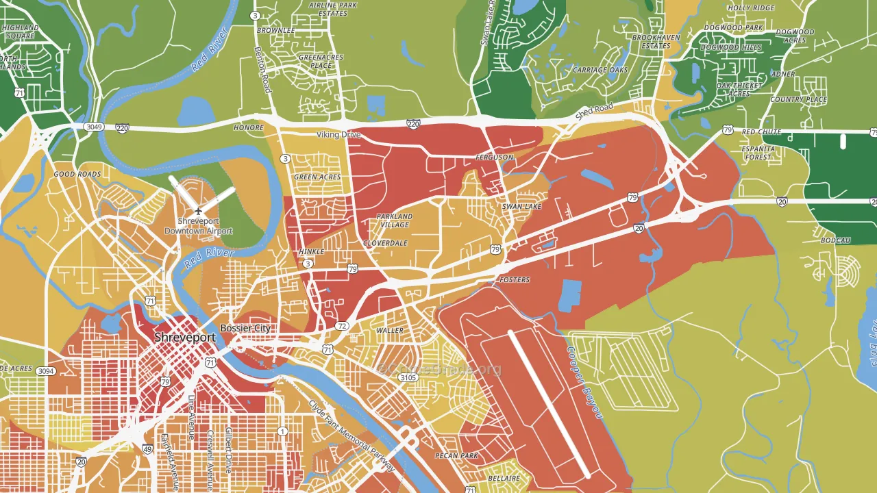 Bossier City, LA Map of Drug-Related Crime Rates