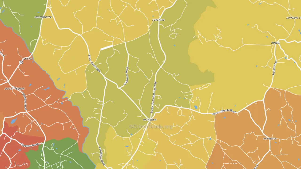 Bostic, NC Map of Drug-Related Crime Rates