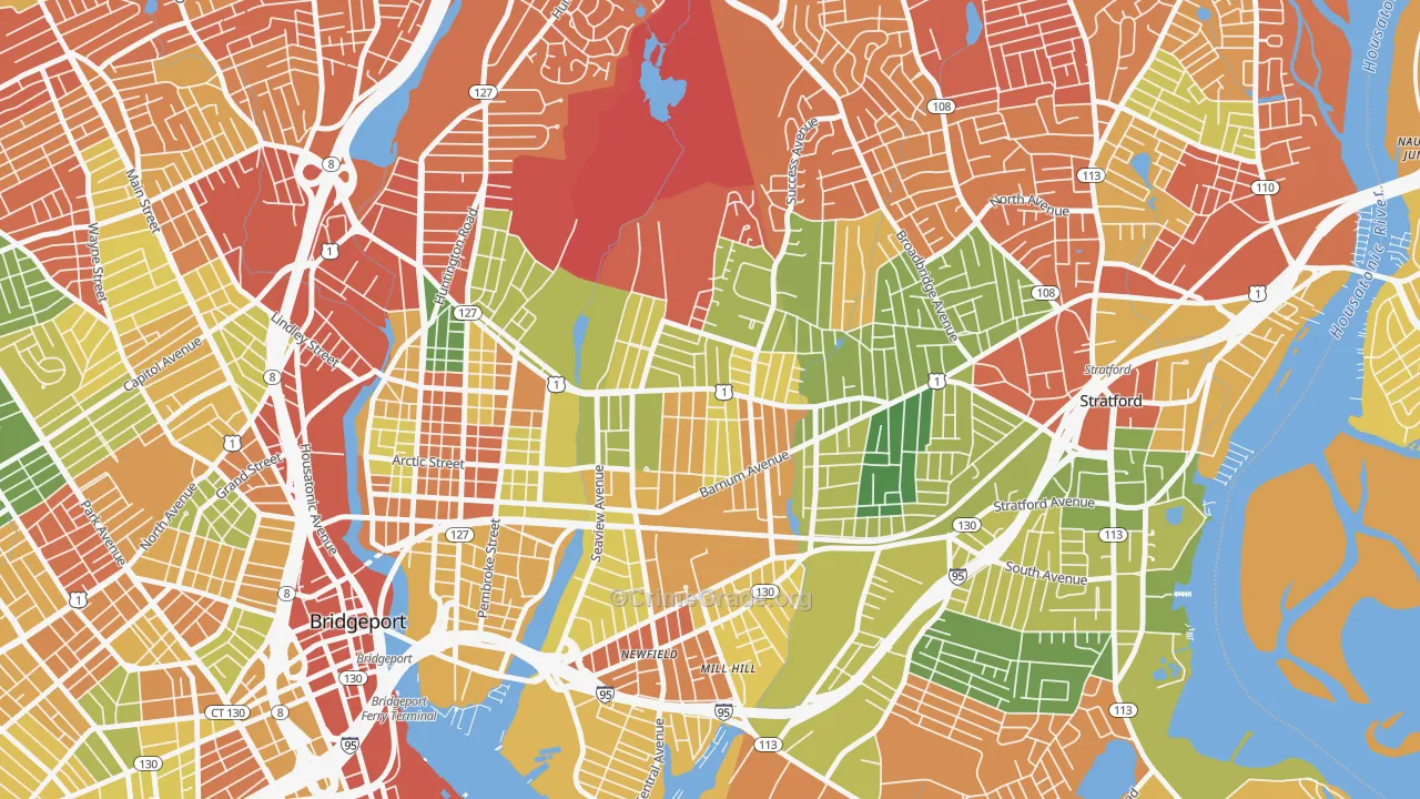 Boston Avenue-Mill Hill, Bridgeport, CT Map of Drug-Related Crime Rates