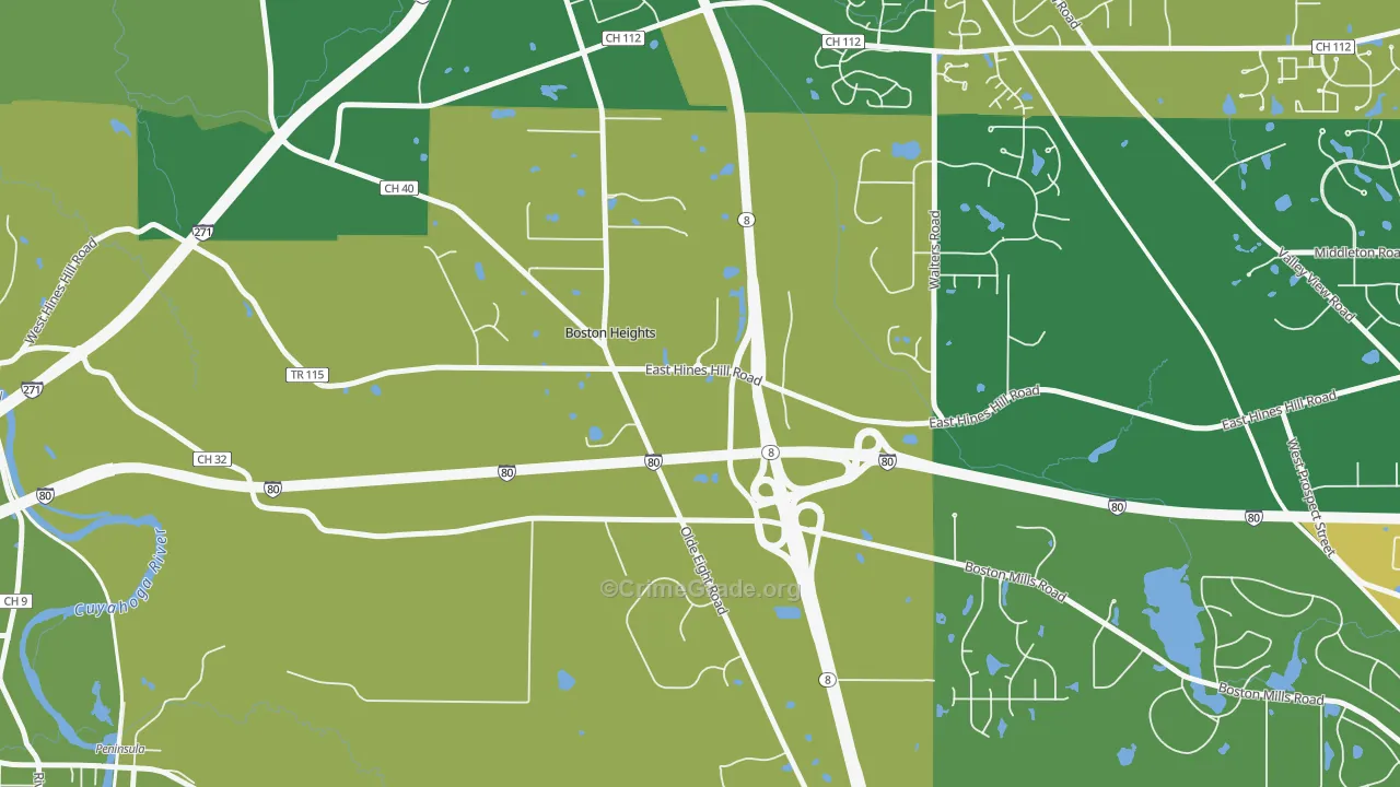 Boston Heights, OH Map of Drug-Related Crime Rates