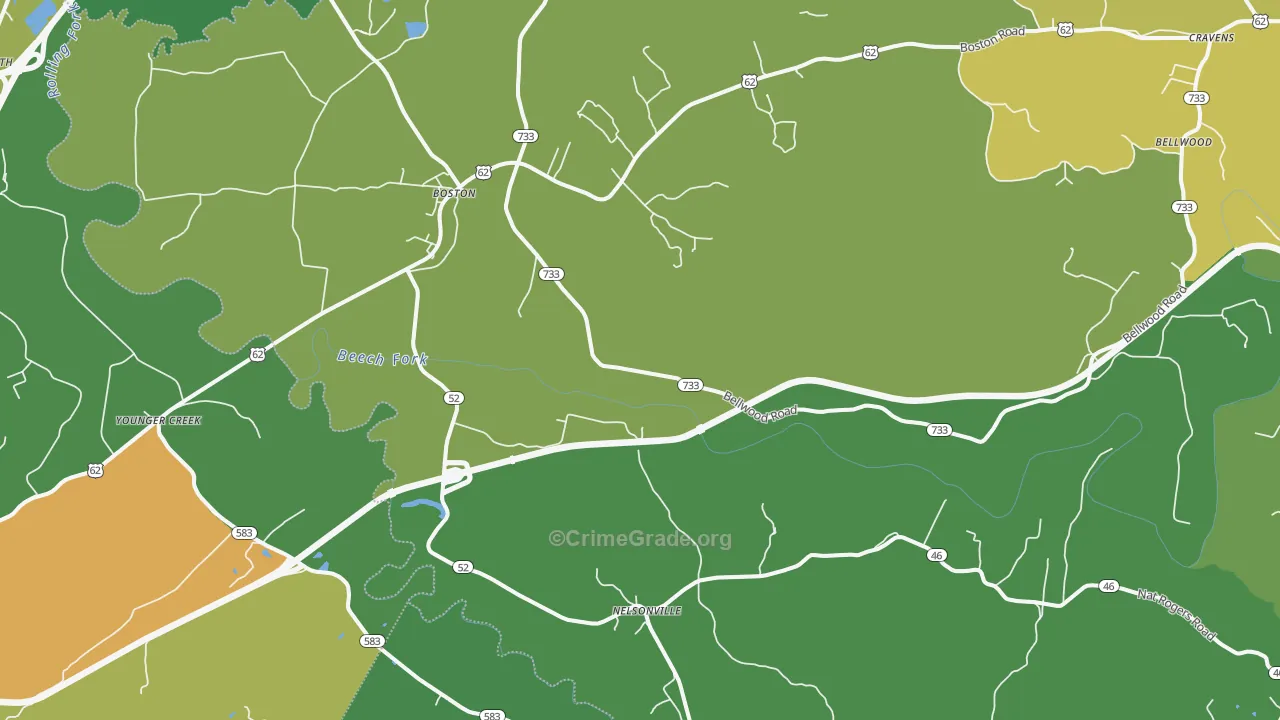 Boston, KY Map of Drug-Related Crime Rates