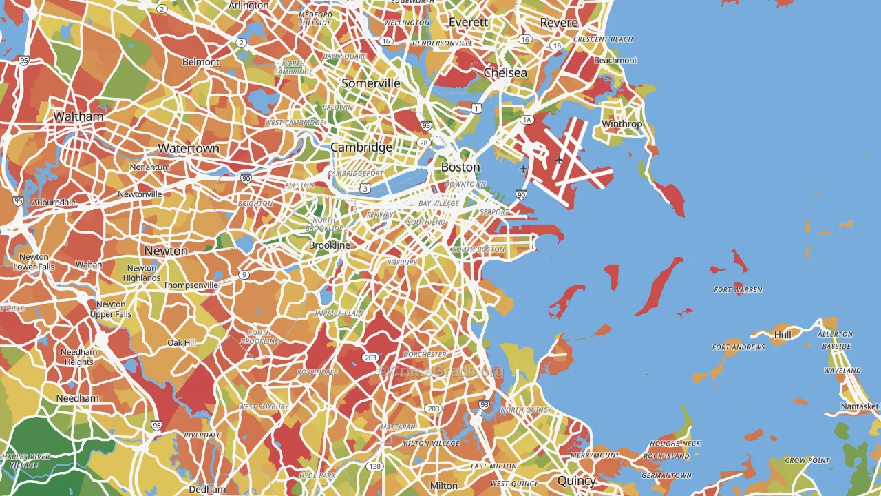 Boston, MA Map of Drug-Related Crime Rates