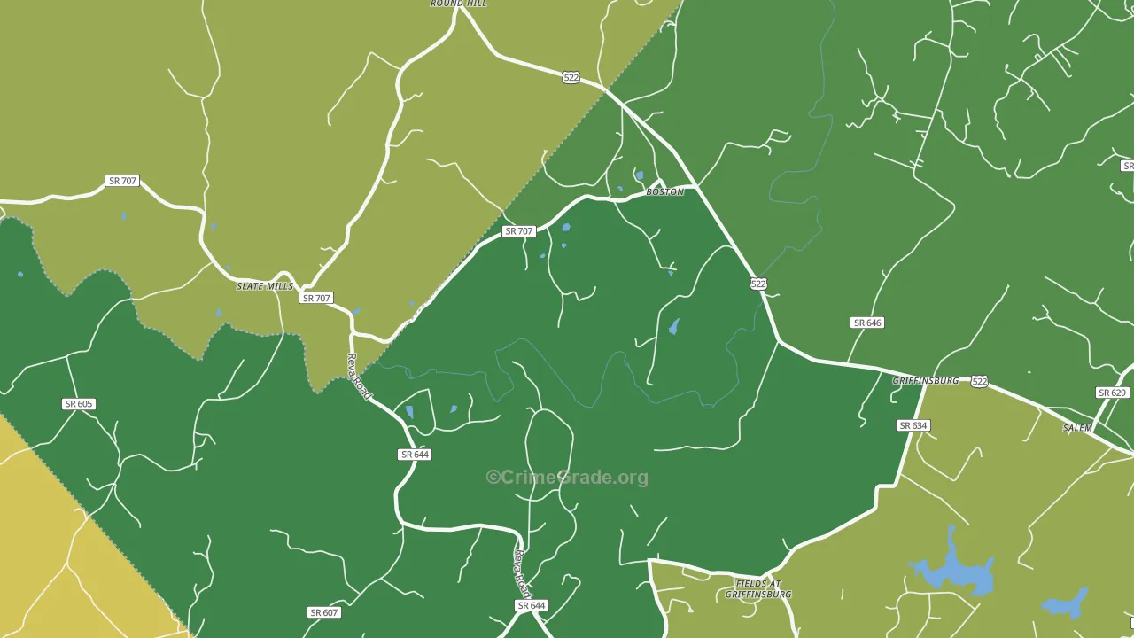 Boston, VA Map of Drug-Related Crime Rates