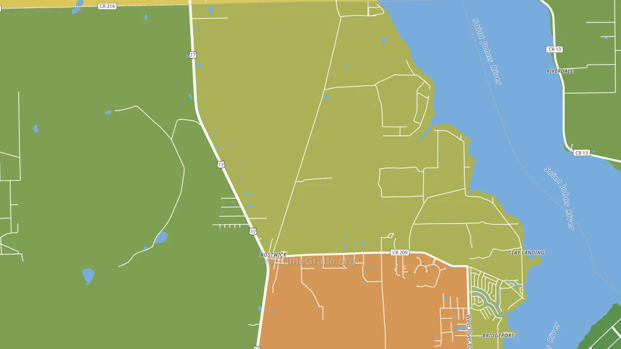 Bostwick, FL Map of Drug-Related Crime Rates