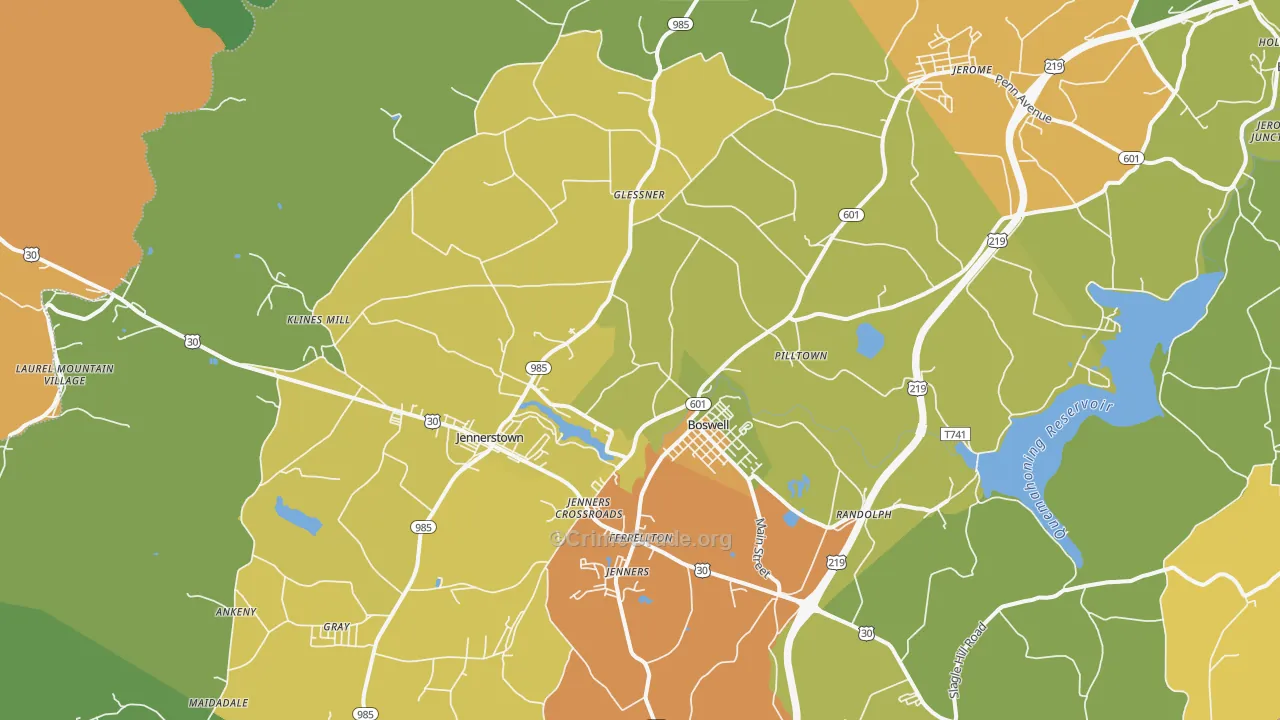 Boswell, PA Map of Drug-Related Crime Rates