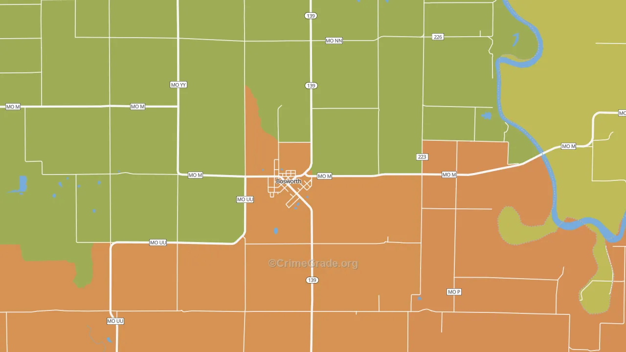 Bosworth, MO Map of Drug-Related Crime Rates