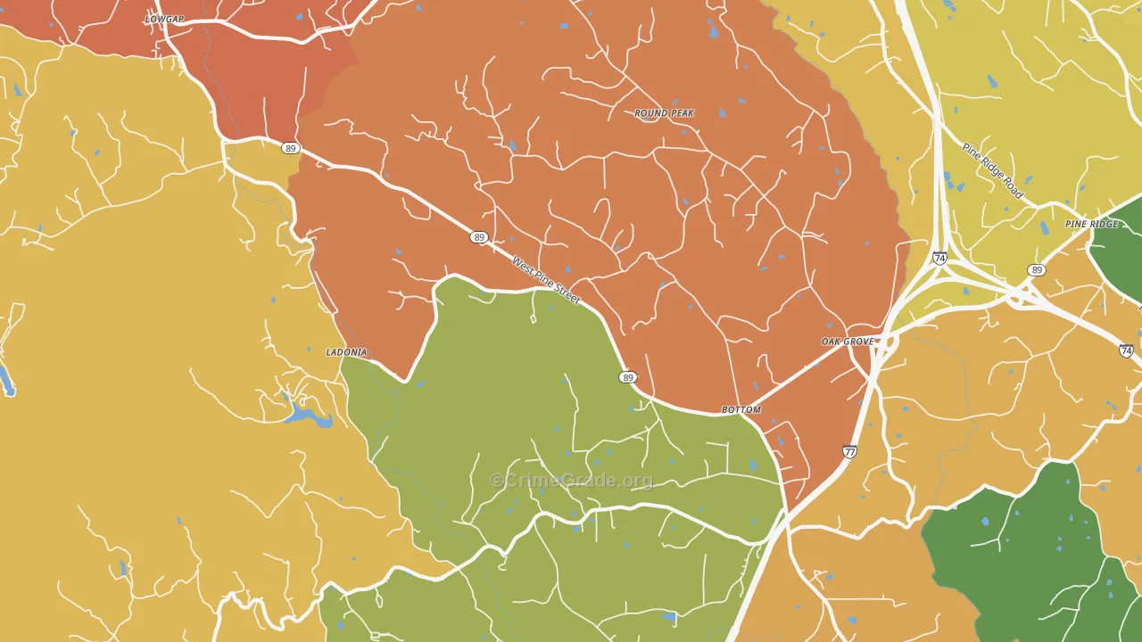 Bottom, NC Map of Drug-Related Crime Rates