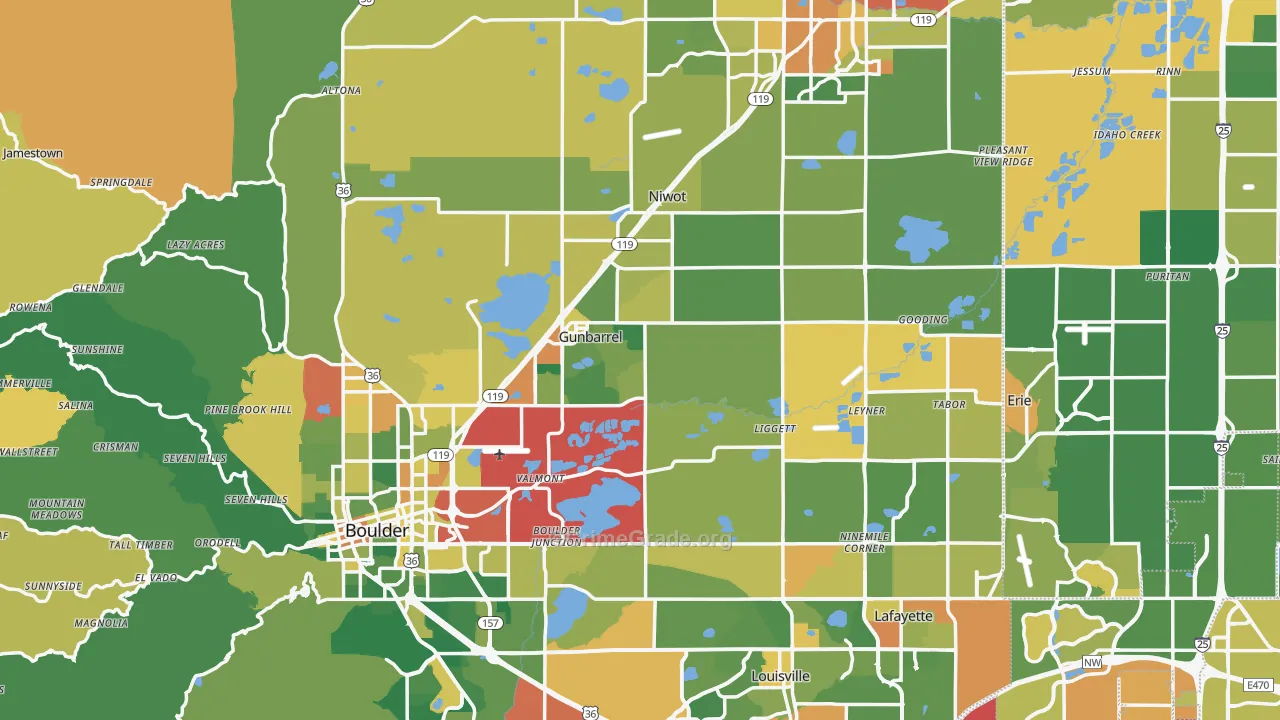 Boulder County, CO Map of Drug-Related Crime Rates
