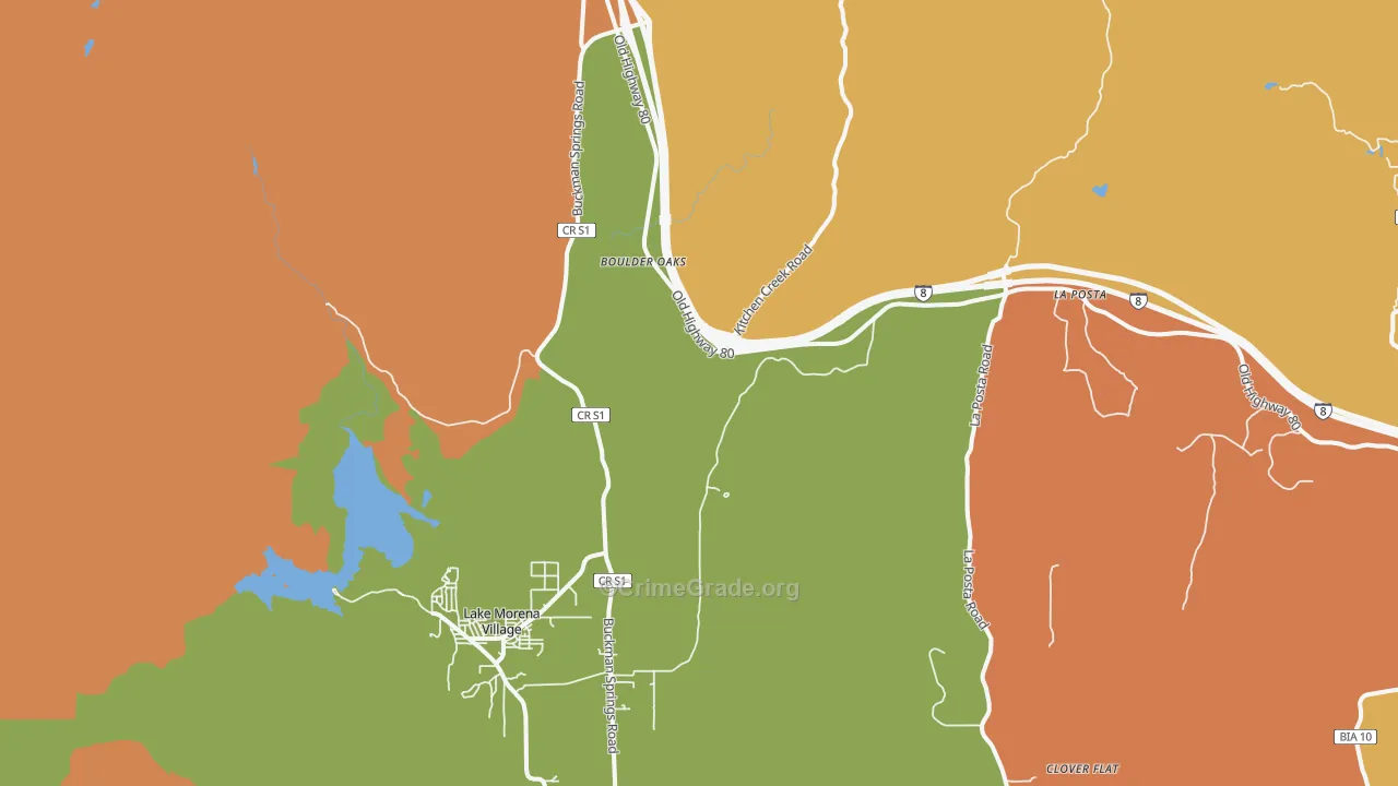 Boulder Oaks, CA Map of Drug-Related Crime Rates
