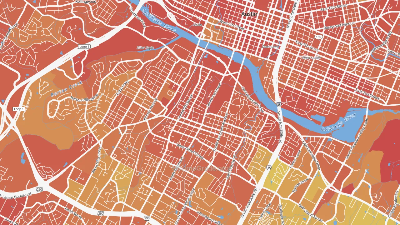 Bouldin, Austin, TX Map of Drug-Related Crime Rates