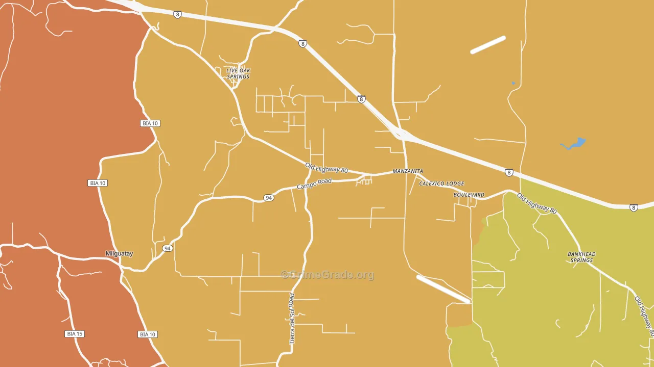 Boulevard, CA Map of Drug-Related Crime Rates