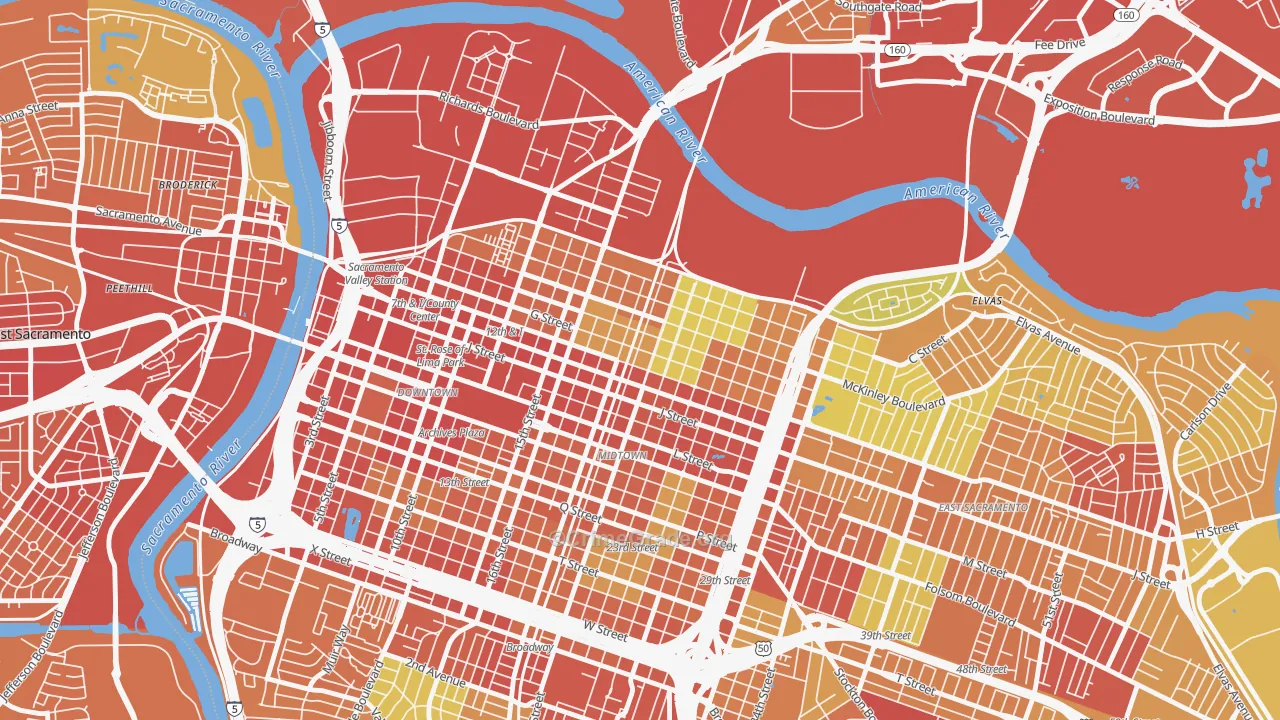 Boulevard Park, Sacramento, CA Map of Drug-Related Crime Rates