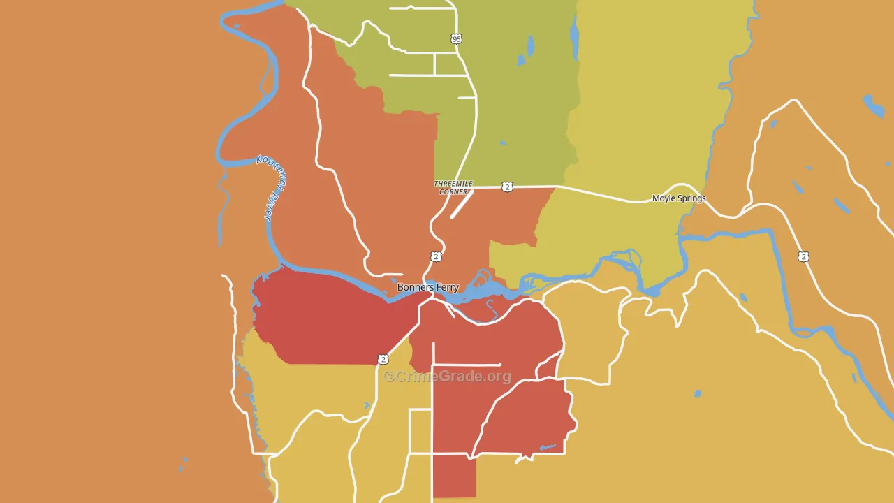 Boundary County, ID Map of Drug-Related Crime Rates