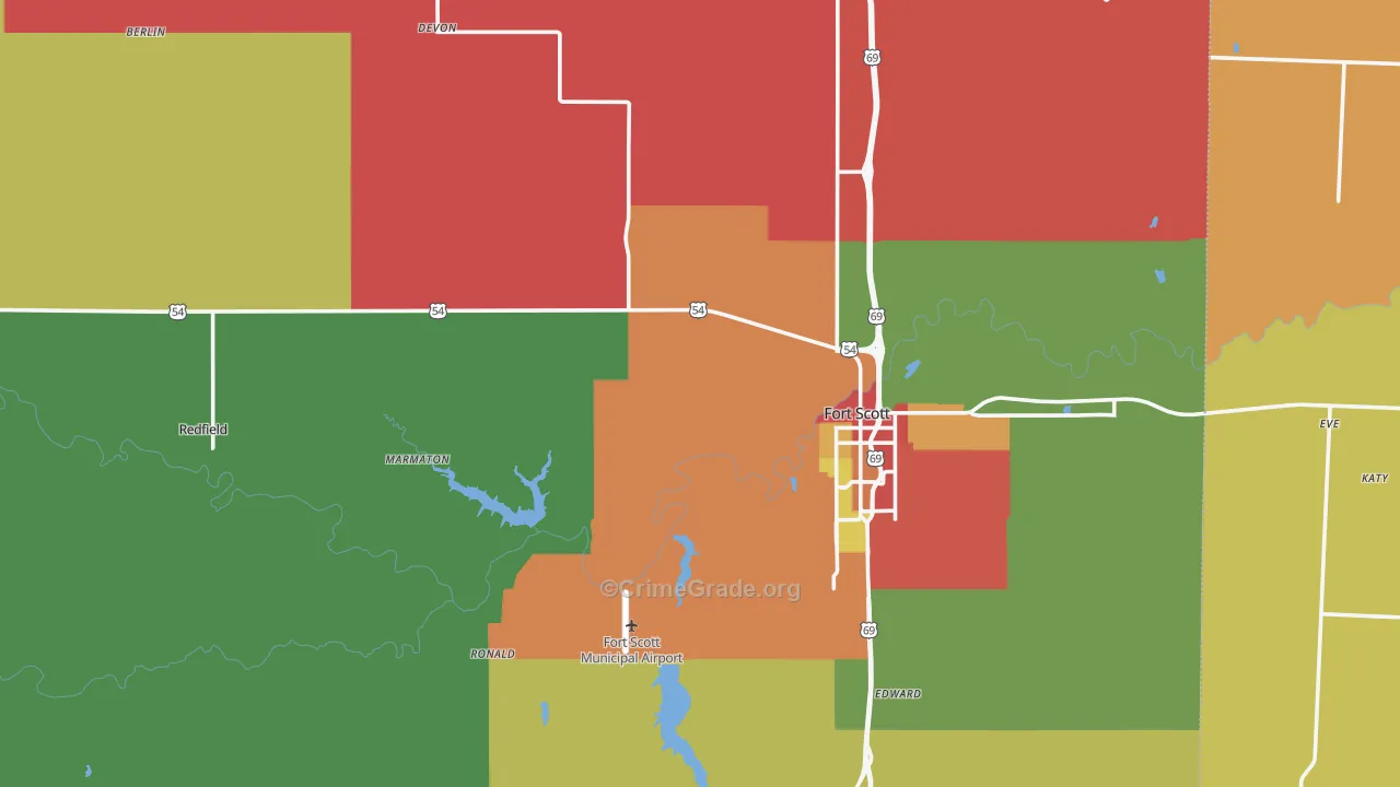 Bourbon County, KS Map of Drug-Related Crime Rates