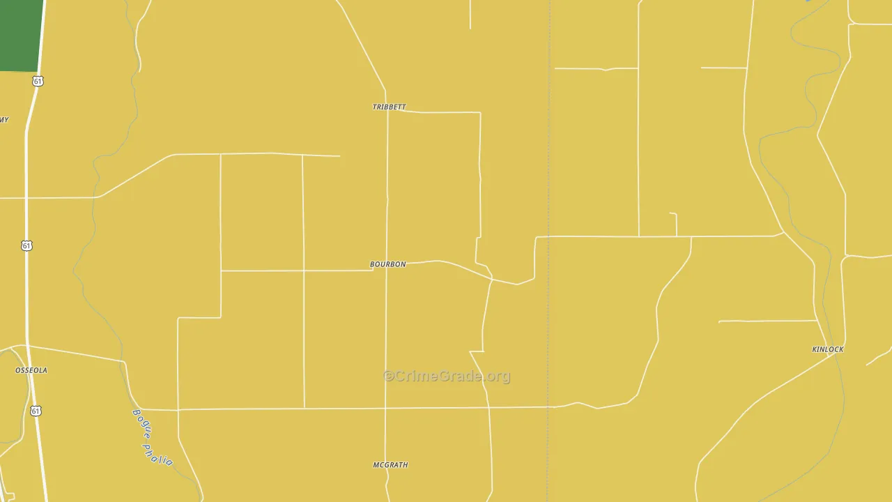 Bourbon, MS Map of Drug-Related Crime Rates