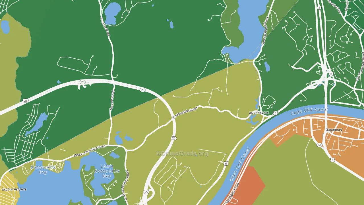 Bournedale, MA Map of Drug-Related Crime Rates