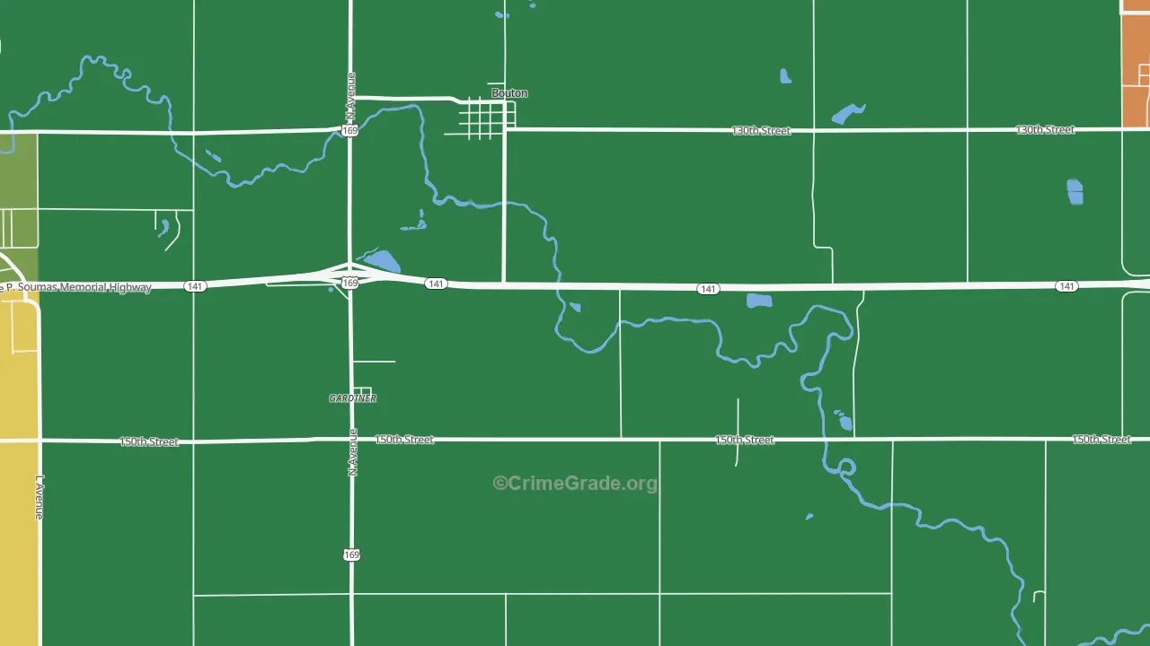 Bouton, IA Map of Drug-Related Crime Rates