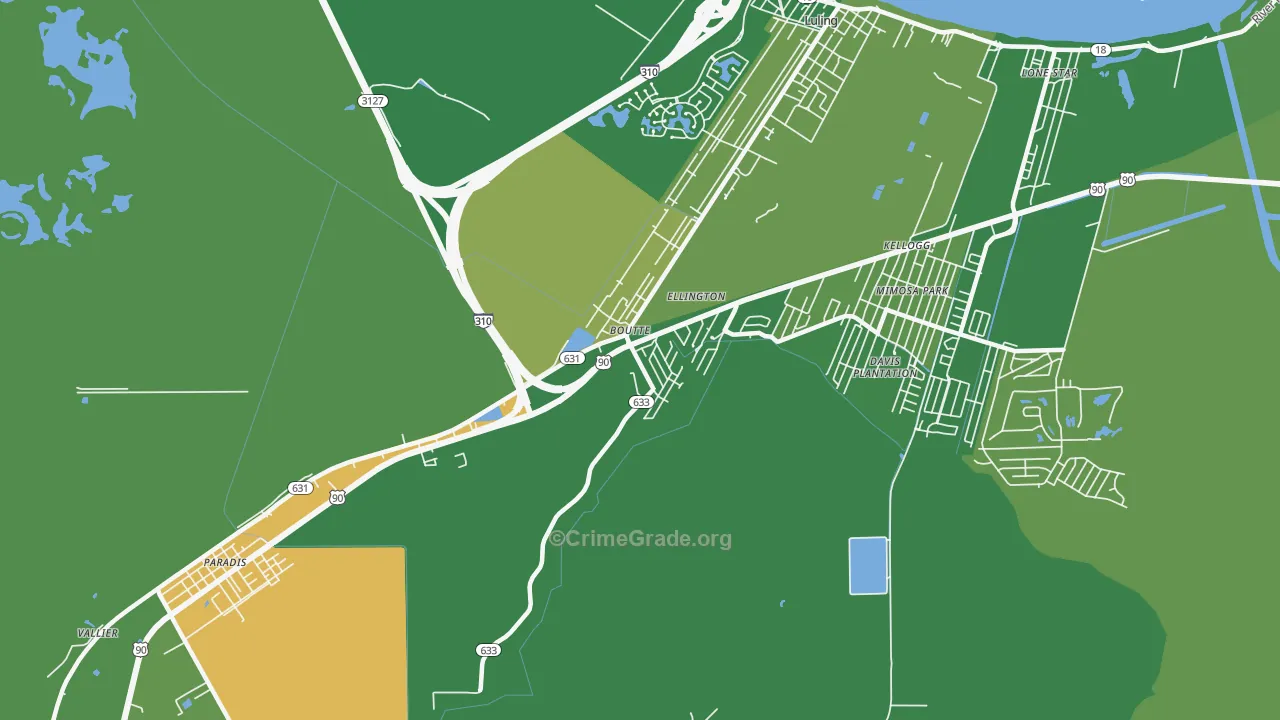 Boutte, LA Map of Drug-Related Crime Rates