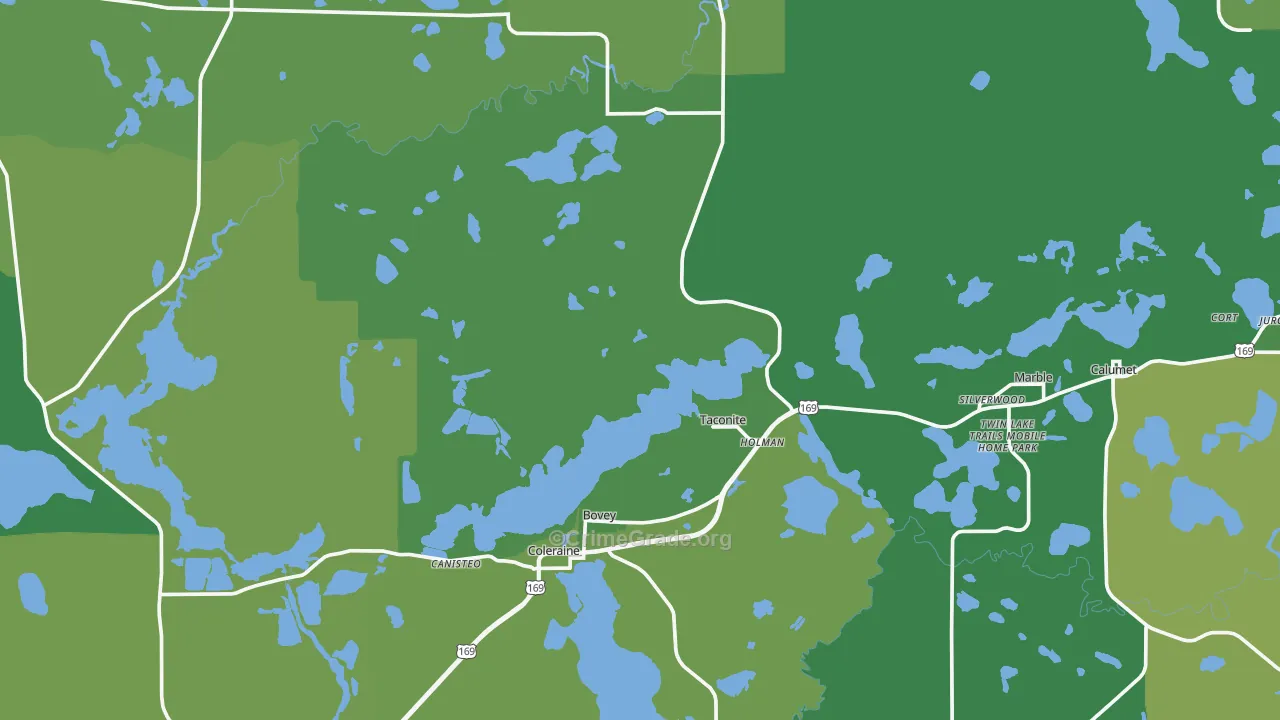 Bovey, MN Map of Drug-Related Crime Rates
