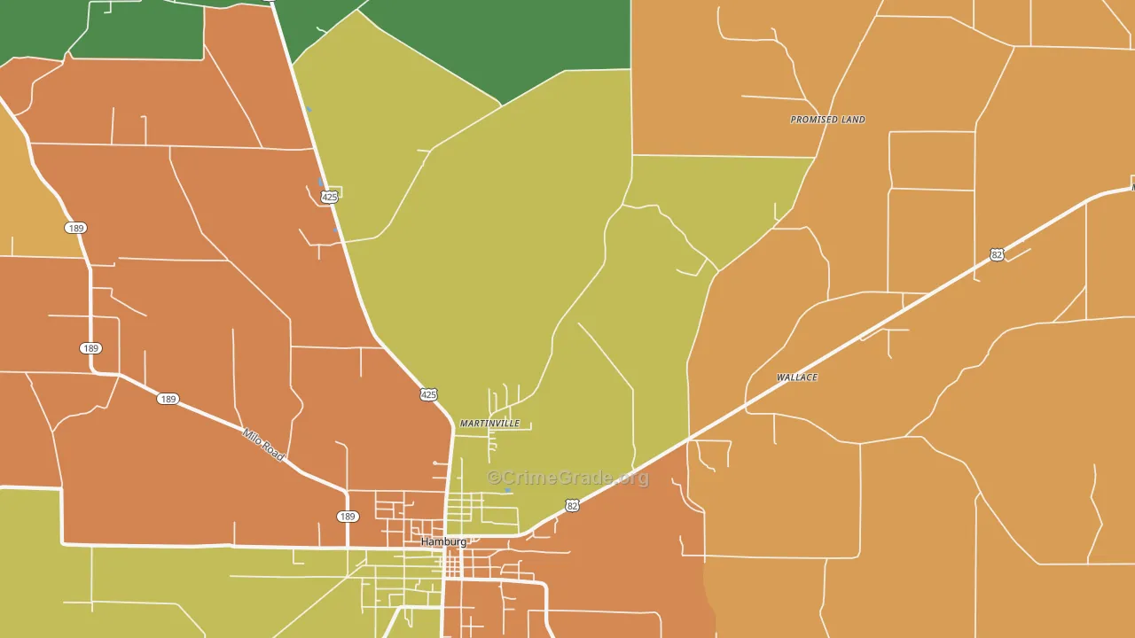 Bovine, AR Map of Drug-Related Crime Rates