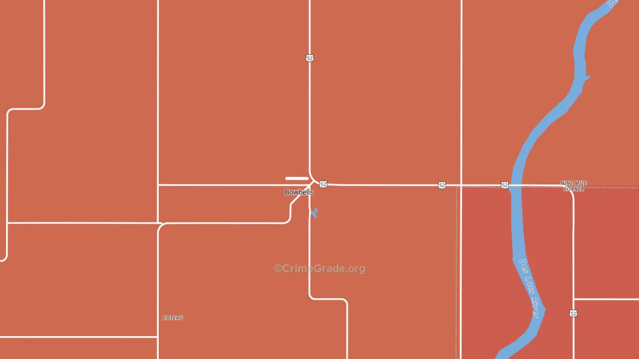 Bowbells, ND Map of Drug-Related Crime Rates