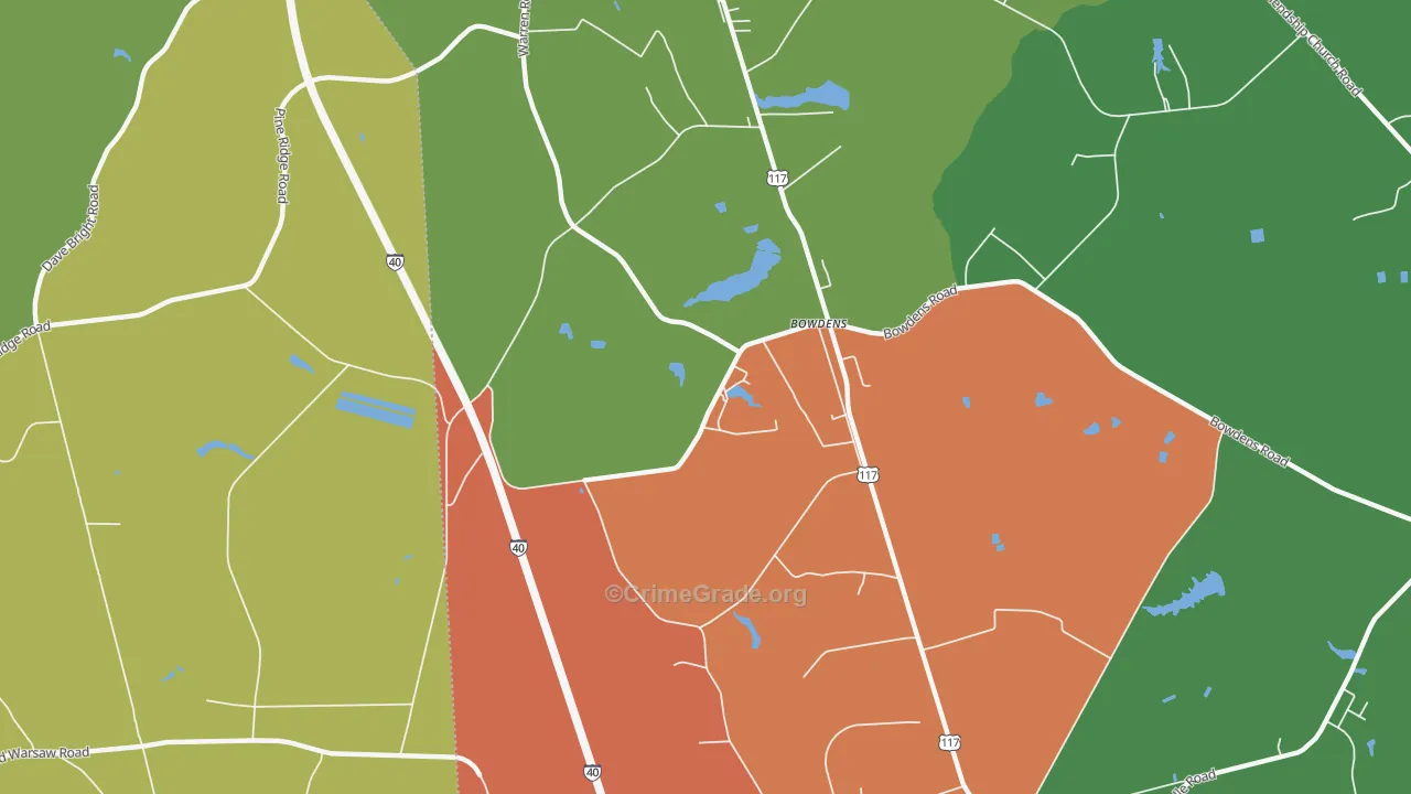 Bowdens, NC Map of Drug-Related Crime Rates