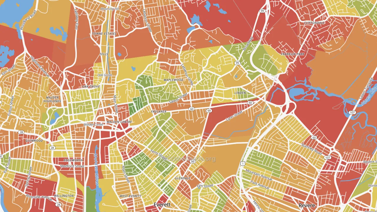 Bowdoin Apartments, Malden, MA Map of Drug-Related Crime Rates
