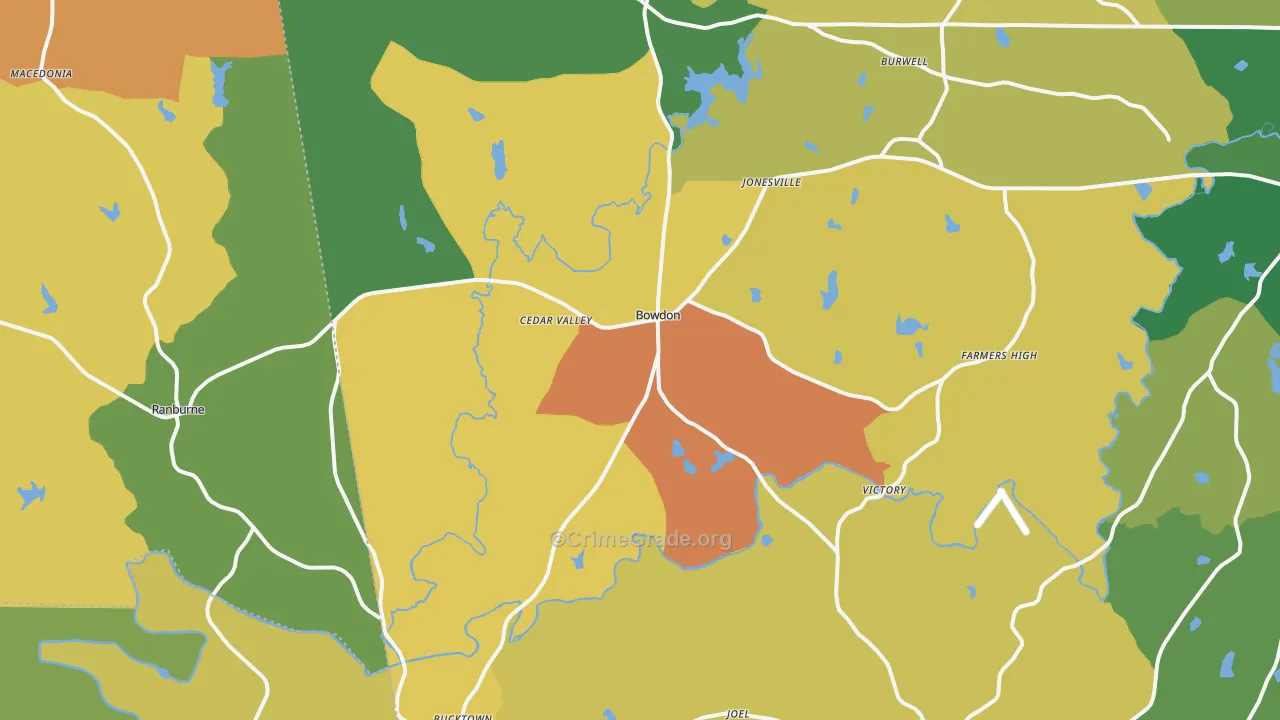 Bowdon, GA Map of Drug-Related Crime Rates