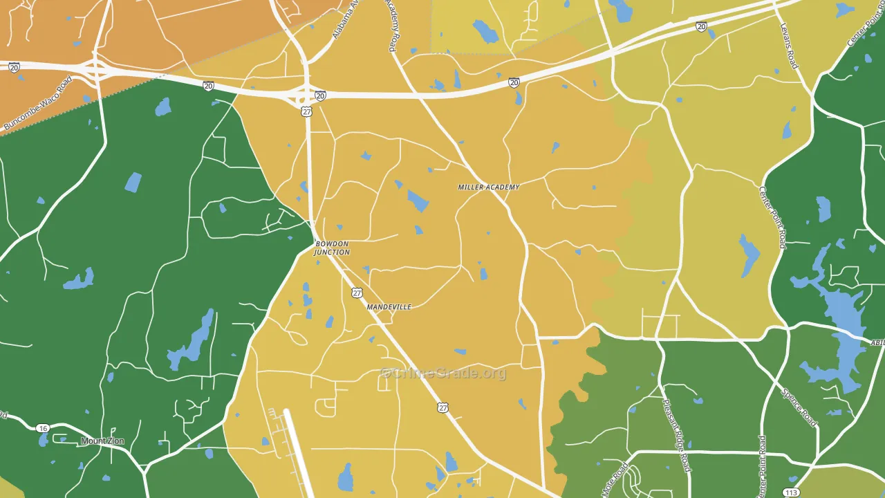 Bowdon Junction, GA Map of Drug-Related Crime Rates