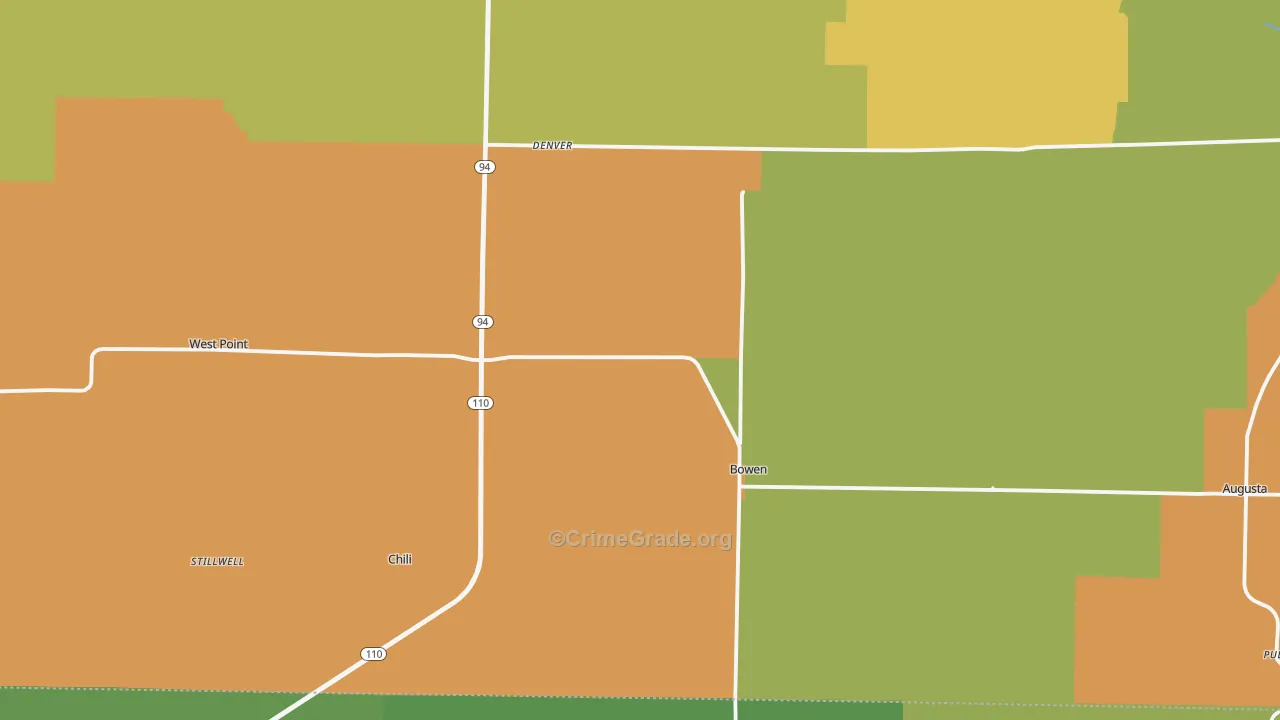 Bowen, IL Map of Drug-Related Crime Rates