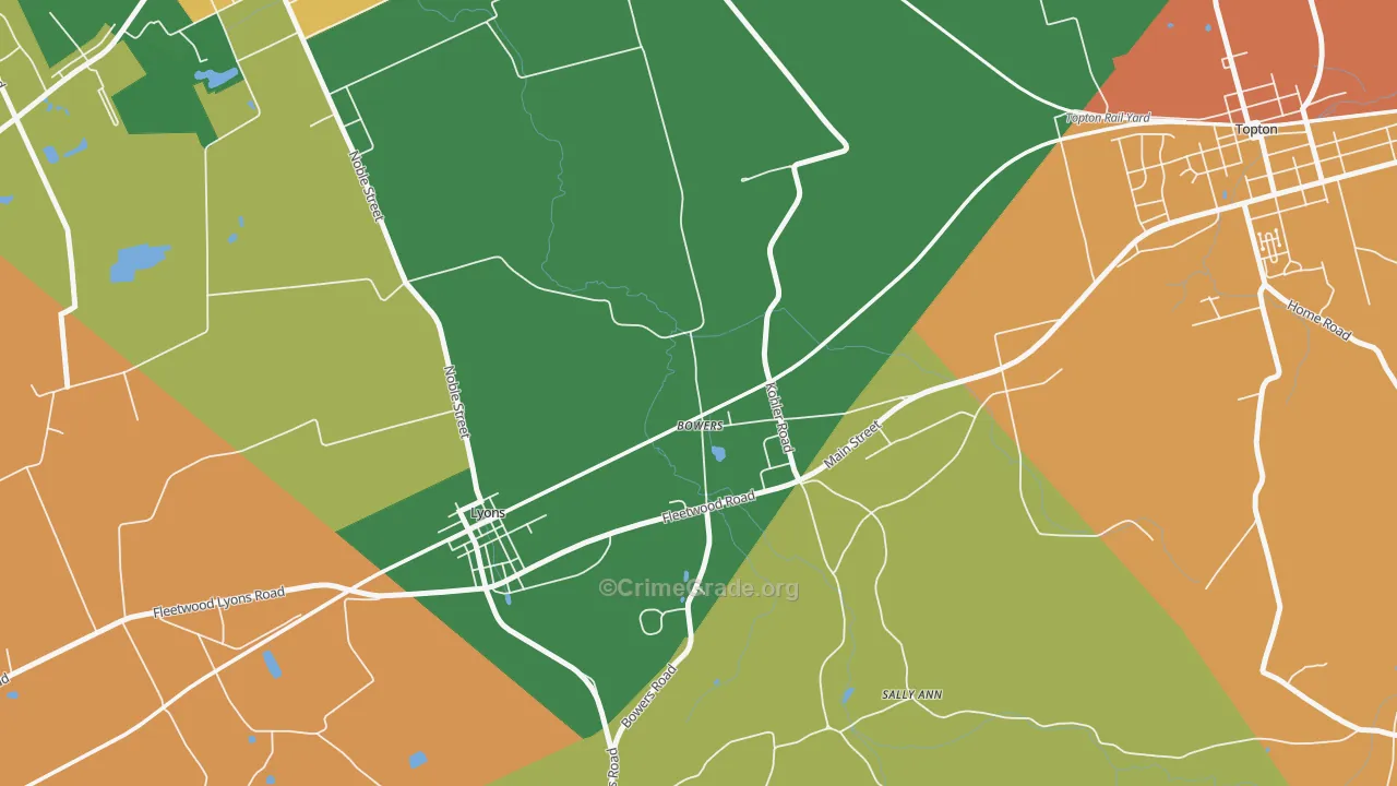 Bowers, PA Map of Drug-Related Crime Rates