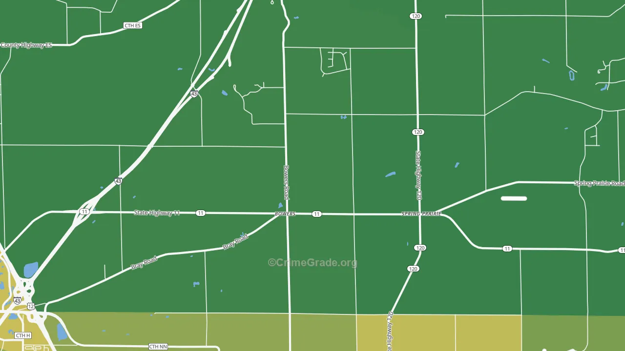 Bowers, WI Map of Drug-Related Crime Rates