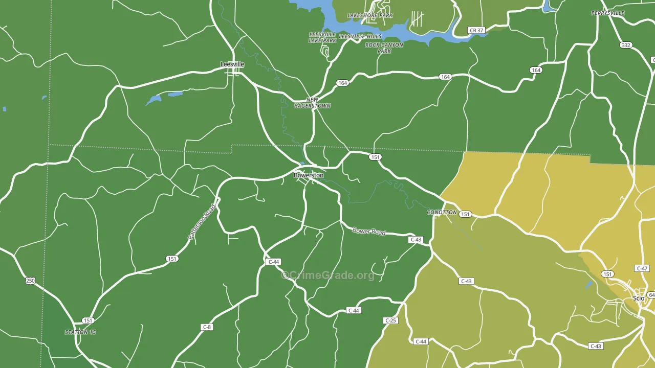 Bowerston, OH Map of Drug-Related Crime Rates
