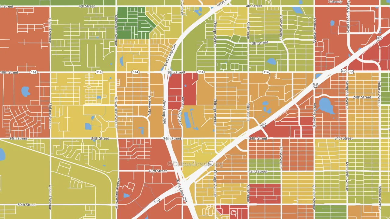 Bowie, Lubbock, TX Map of Drug-Related Crime Rates