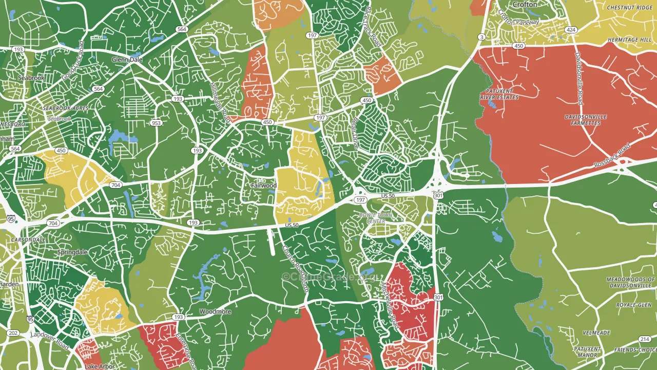 Bowie, MD Map of Drug-Related Crime Rates
