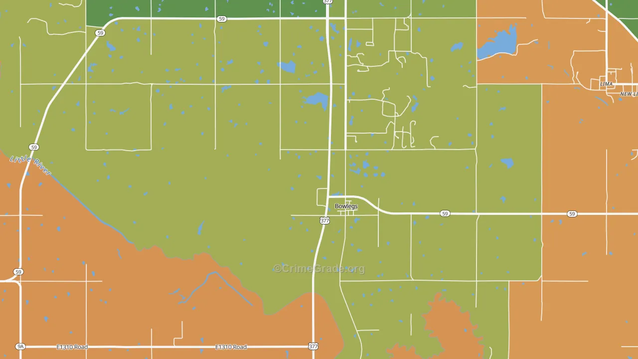 Bowlegs, OK Map of Drug-Related Crime Rates