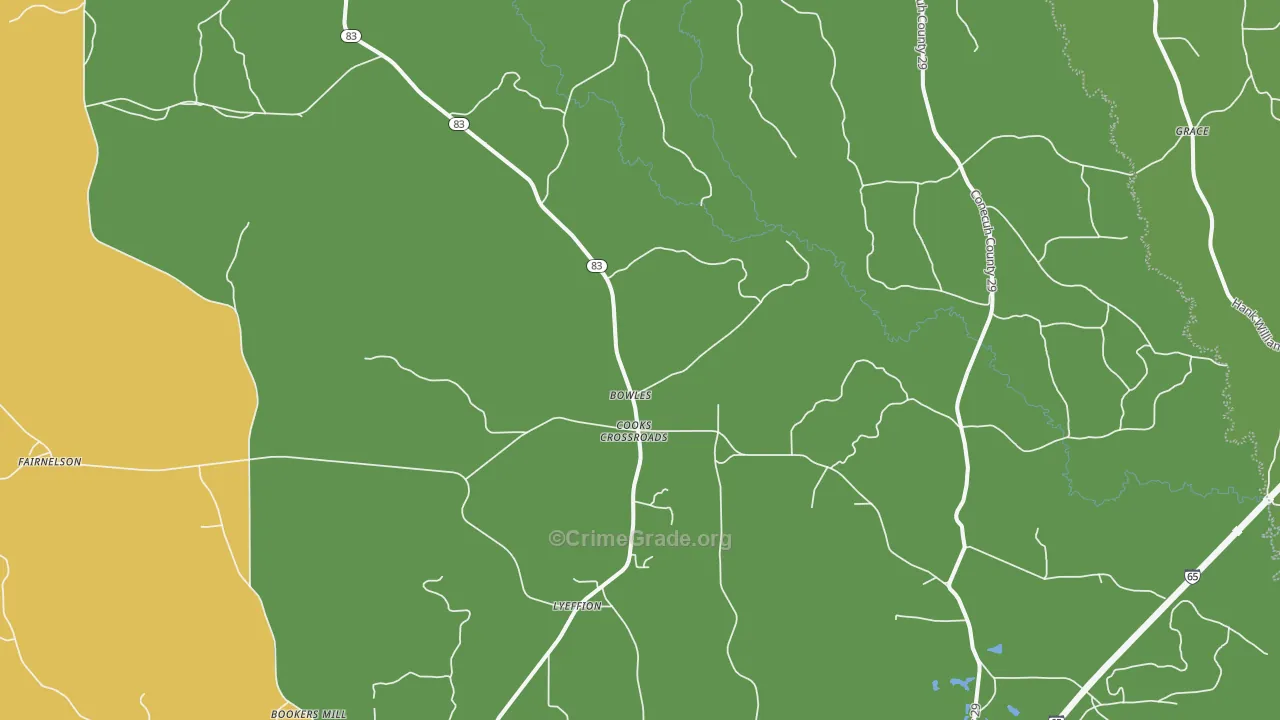 Bowles, AL Map of Drug-Related Crime Rates