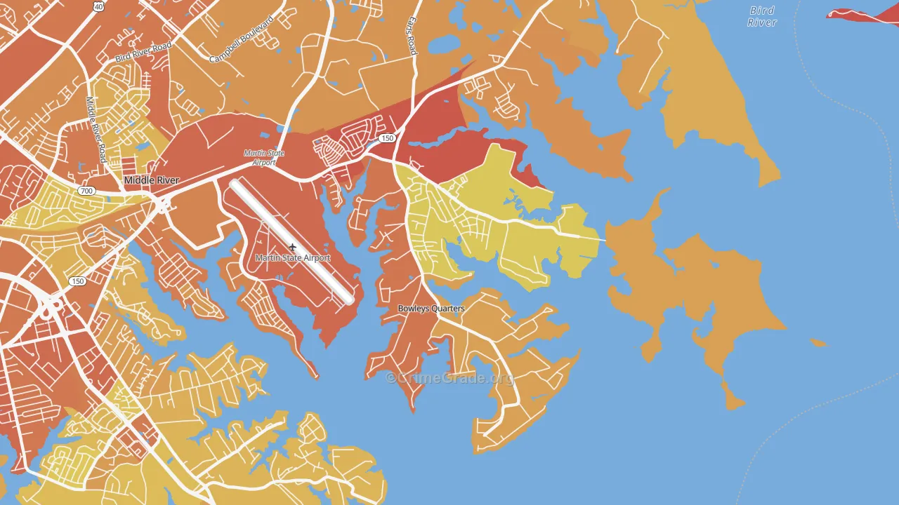 Bowleys Quarters, MD Map of Drug-Related Crime Rates