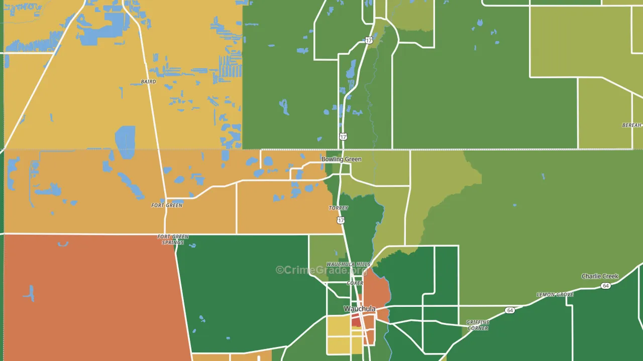 Bowling Green, FL Map of Drug-Related Crime Rates