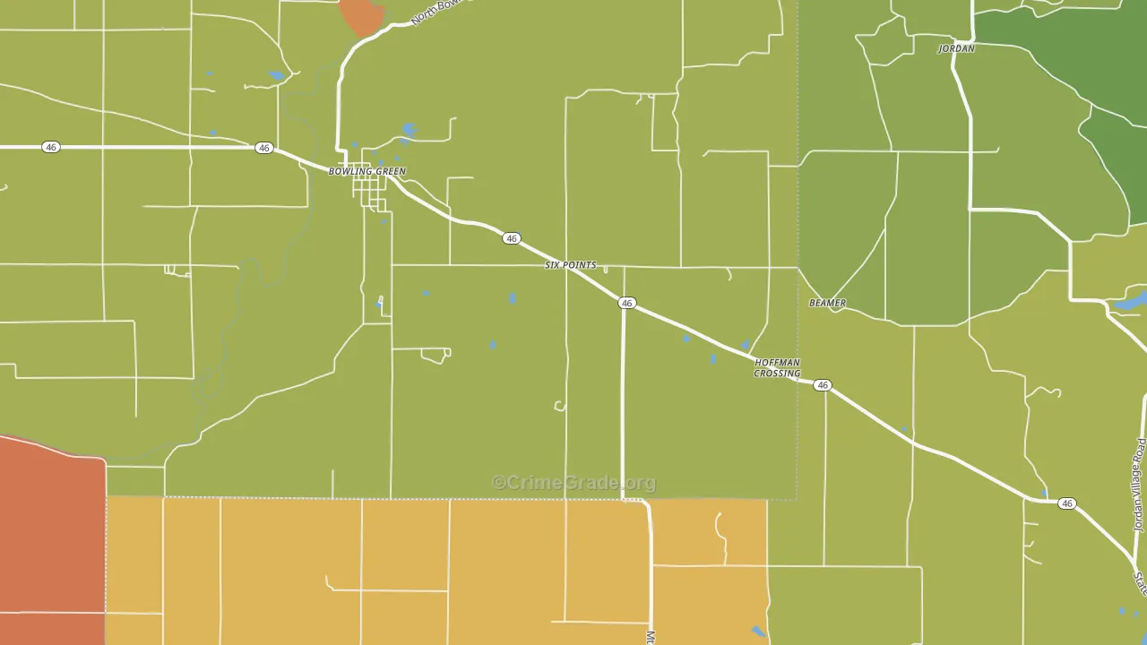 Bowling Green, IN Map of Drug-Related Crime Rates